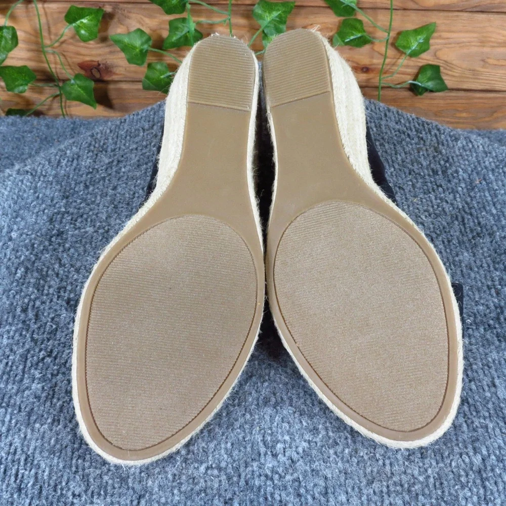 GNWflex Sandra Women Espadrille Wedge Sandals Size 10M Summer Black Fabric